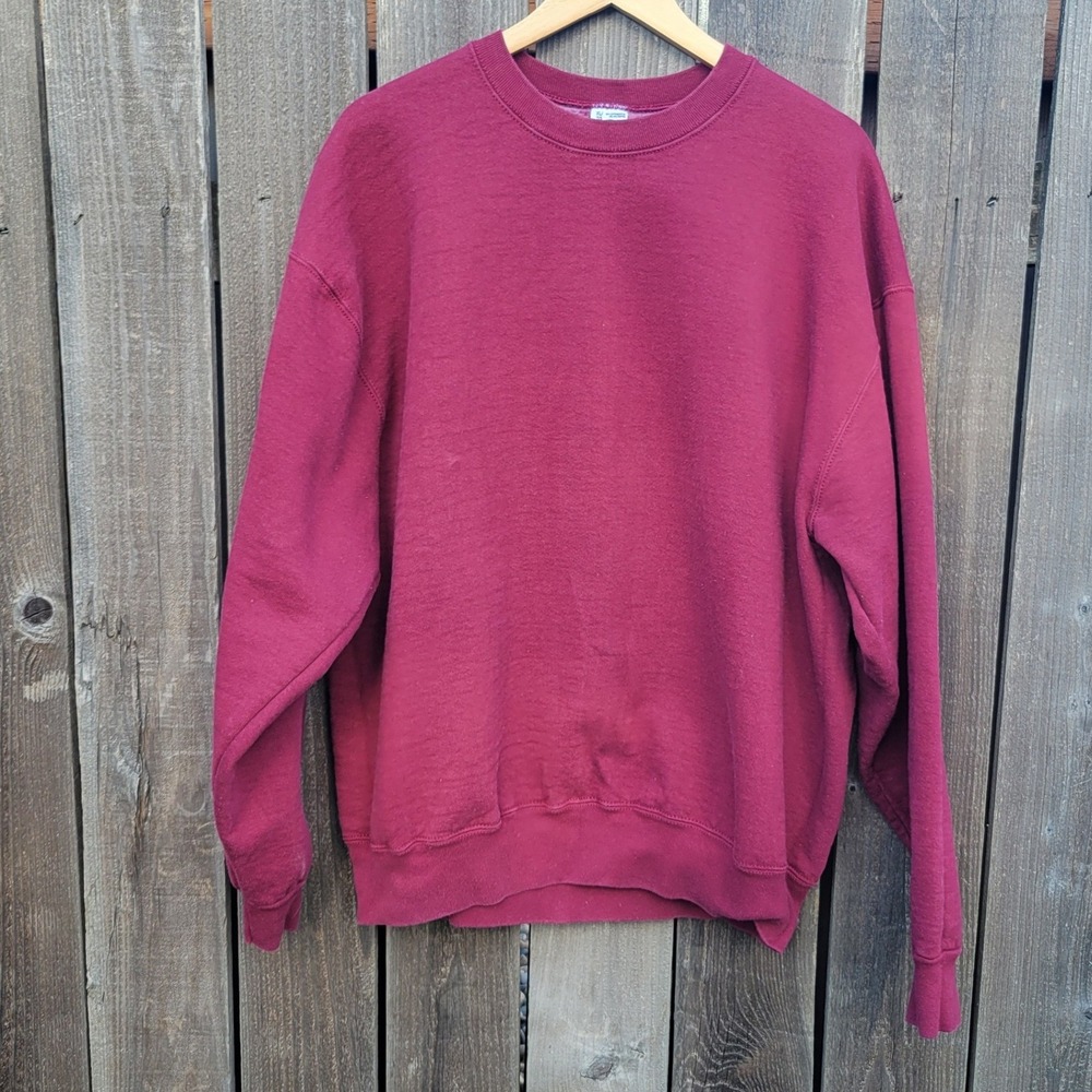 Vintage Munsingwear Super Cotton Sweatshirt XL Solid Maroon Made in USA 90s